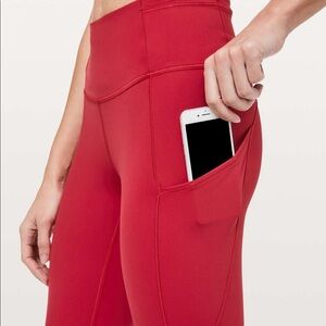 Lululemon Fast and Free 19” Nulux Pocket Dark Red Size 2